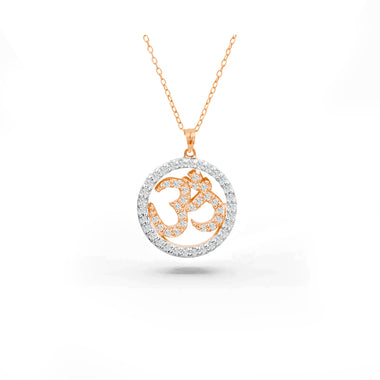 0.34 Ct Halo OM Diamond Necklace in Gold by Jewels By Tarry