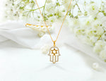 Diamond Hamsa Hand Star of David Necklace in 10k 14k 18k Gold