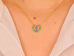 Genuine Emerald and Blue Sapphire Necklace in 10k 14k 18k solid Gold