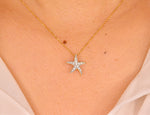 Diamond Starfish Pendant Necklace in Solid Gold