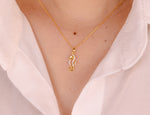 Natural Diamond Seahorse Charm Necklace in Solid Gold