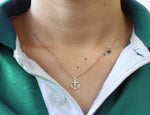 Diamond Anchor Necklace in Solid Gold