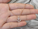 Diamond Anchor Necklace in Solid Gold