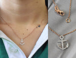 Diamond Anchor Necklace in Solid Gold