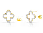 Diamond Clover Stud Earrings in Solid Gold