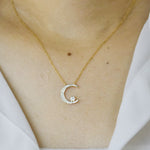 Islamic Crescent moon Diamond Pendant Necklace