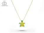 Emerald Turtle Necklace in Solid Gold