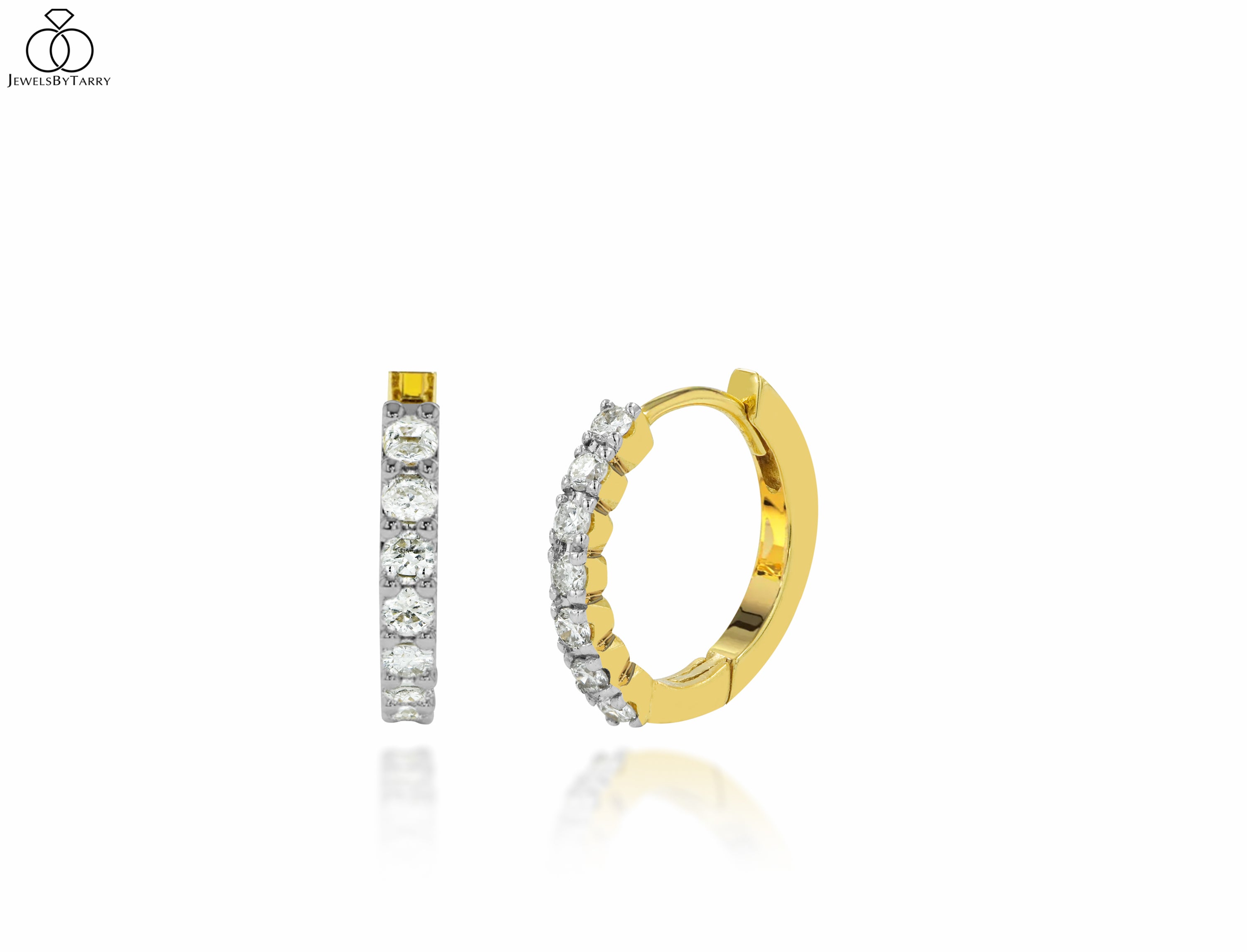 15 mm Diamond Hoop Earring in 10K, 14K, and 18K Gold