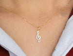 Diamond Music Note Treble Clef Necklace in Solid Gold