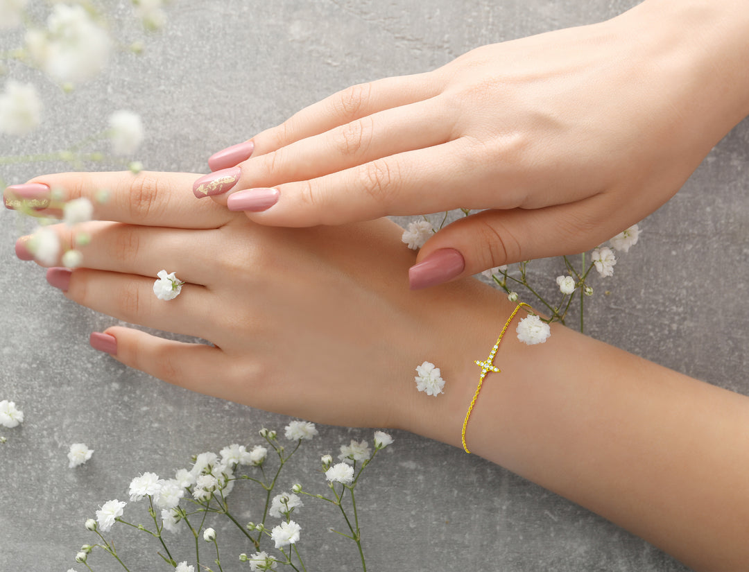 14KT Rose Gold Diamond Daisy Flower Bracelet