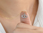 Diamond Evil Eye Necklace in 10k, 14k, and 18k Gold