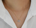 Diamond Evil Eye Necklace in 10k, 14k, and 18k Gold