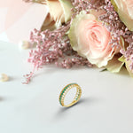 18K Yellow gold / Size 6 / Gold Ring With Genuine Round Emerald / Engagement Ring / Wedding Ring / NXDOJDR756/01