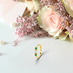 18K Rose gold / Size 6.75 / Dainty Baguette Diamond Ring With Emerald / Emerald and Diamond Engagement Ring / Minimal Ring / NXDDR623