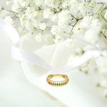 18K Yellow gold / Size 6 / Gold Ring With Genuine Round Emerald / Engagement Ring / Wedding Ring / NXDOJDR756/01