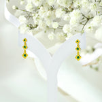 0.11 Ct 3 Stone Emerald, Ruby and Sapphire Dangle Earrings