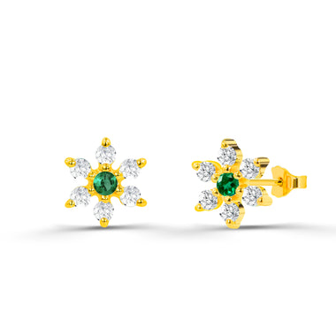 yellow_gold_gemstone_0.34ct_ruby_diamonds_flower_leaf_stud_earrings_jewels_by_tarry