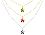 0.24 Ct Ruby, Sapphire and Emerald Flower Necklace