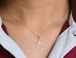 Diamond Starfish Necklace in 10K 14K 18K Gold