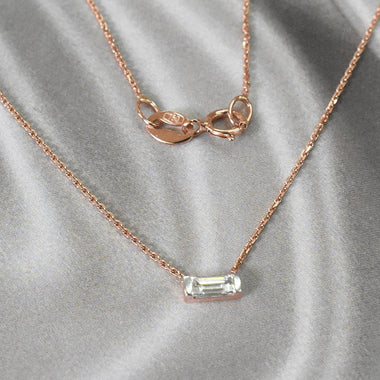 Baguette Diamond Necklace in 10k, 14k, and 18k Gold