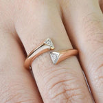 Two Diamond Bypass Ring in White Gold, Yellow Gold, and Rose Gold