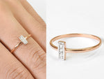 Vertical Bar Ring with Round Diamonds