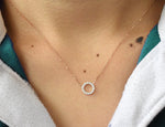 Diamond Circle Necklace in Solid Gold