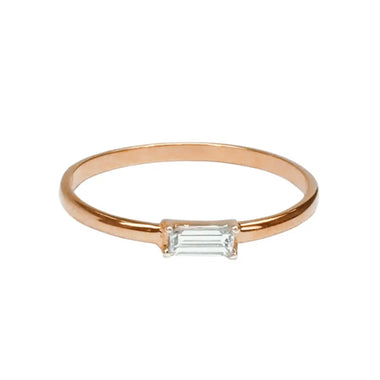 0.21 Solitaire Diamond Baguette Ring in Gold