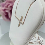 Sideway Diamond Cross Necklace in White Gold, Yellow Gold or Rose Gold