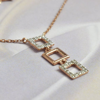 Diamond Necklace / 18k Rose Gold Necklace / Minimal Necklace / Choker Necklace / Square Drop Necklace / Layering Necklace Jewelry / DP75 - Jewels By Tarry