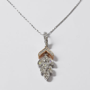 Diamond Leaf Necklace with 10k 14k 18k  Solid Gold 