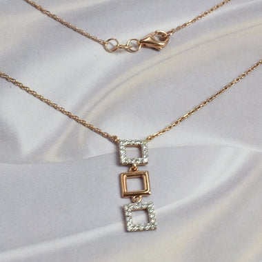 Diamond Necklace / 18k Rose Gold Necklace / Minimal Necklace / Choker Necklace / Square Drop Necklace / Layering Necklace Jewelry / DP75 - Jewels By Tarry
