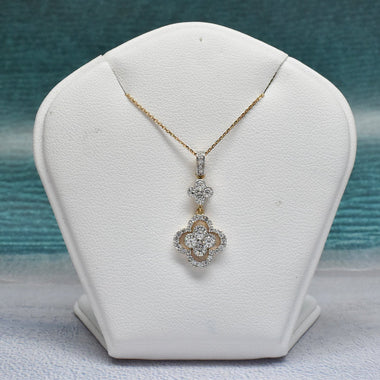 18k 14k 10k Gold Diamond Necklace / Brilliant Natural Round Diamond / Clover Dangle Pendant Necklace / Valentine Jewelry / DP516 - Jewels By Tarry