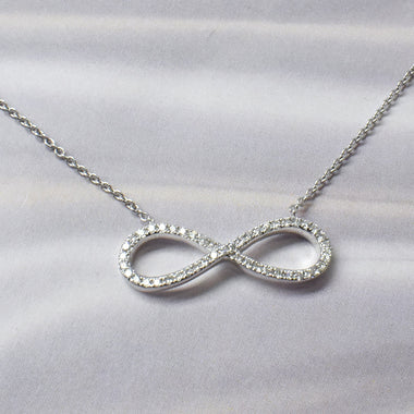 Diamond Infinity Charm Pendant Necklace 18k Solid Gold / Natural Pave Diamond Necklace / Bride Jewelry / Wedding Jewelry / Valentine Jewelry - Jewels By Tarry