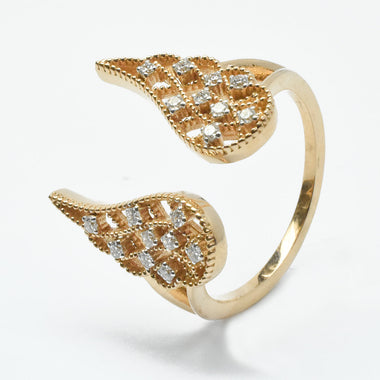 18k Gold Diamond Angel Wing RIng For Her / Art Deco Inspired Ring / Delicate Wing Rose Gold Ring / Promise Anniversary Gift / DR665 - Jewels By Tarry