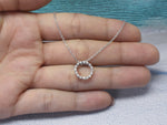 Diamond Circle Necklace / 18k Solid White Gold Natural Diamond Circle Pendant / Diamond Karma Necklace / Circle Ring Necklace Free Shipping - Jewels By Tarry