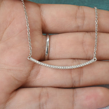 Diamond Curved Bar Necklace 
