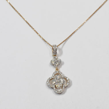18k 14k 10k Gold Diamond Necklace / Brilliant Natural Round Diamond / Clover Dangle Pendant Necklace / Valentine Jewelry / DP516 - Jewels By Tarry