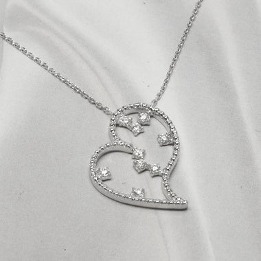 Diamond Heart Necklace / Floating Diamond Necklace / 18k 14k 10k Gold / Valentine Jewelry / Everyday Necklace / Valentine Gift for Her - Jewels By Tarry