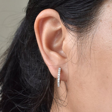 18k 14k 10k Gold Diamond Tiny Hoop Earring / 16mm Diamond Huggies Hoop / Hinged Hoop / Diamond Hoop / Tiny Dainty Minimalist Hoop / DE517 - Jewels By Tarry
