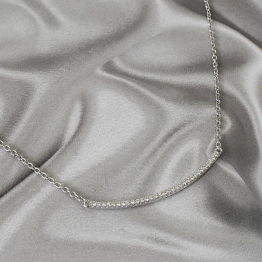Diamond Curved Bar Necklace 
