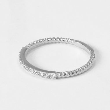 Diamond Wedding Band 2mm Half Eternity Band Ring 18k 14k 10k Gold / Micro Pave Stacking Ring / Thin Dainty Diamond Ring Engagement Ring - Jewels By Tarry