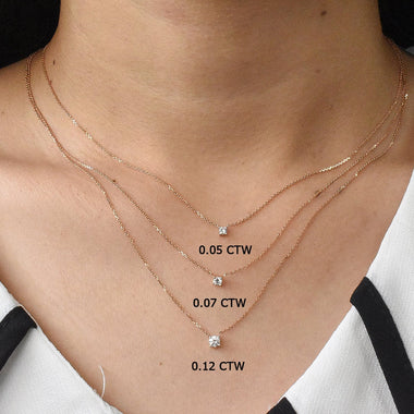 0.12 Ct Prong Diamond Solitaire Necklace for stacking 