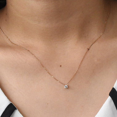 0.12ct Brilliant Round Diamond Solitaire Necklace 