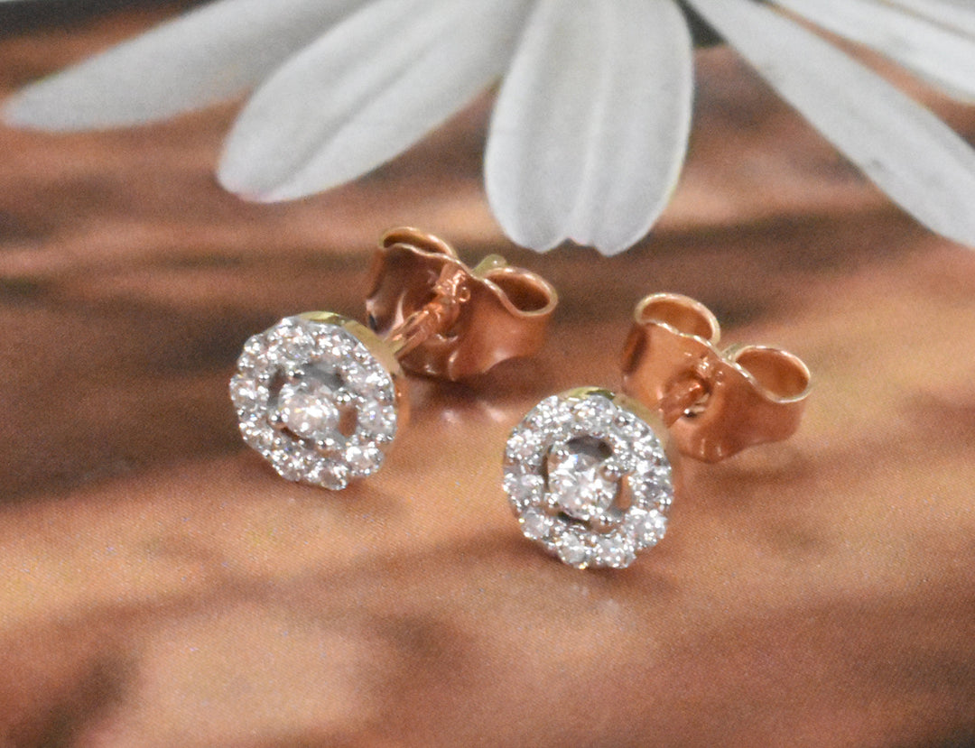 Diamond Cluster Stud Earrings in 10K Gold