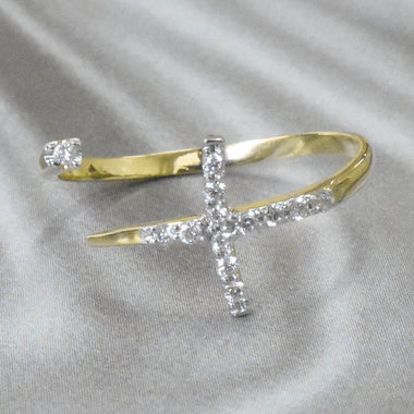 Open Cross ring with Pave Setting Diamonds