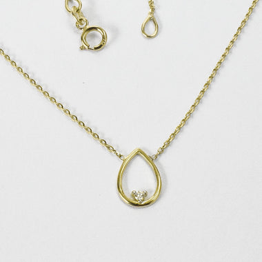 Open Pear Floating Diamond Pendant Necklace