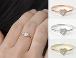 Diamond Heart Ring 10k 14k 18k Solid Gold / Gold Heart Ring / Engagement Ring / Wedding Ring / Promise Ring / Valentine Jewelry / OJGD44/08