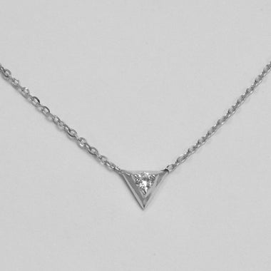 Diamond Solitaire Triangle Necklace in 10k,14k, and 18k Gold 
