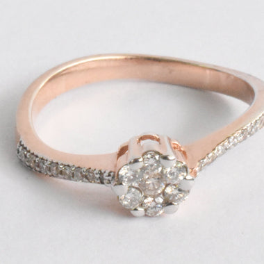 18k Rose Gold / Diamond Round Cluster Ring / Round Diamond Ring / Dainty Diamond Ring / Pave Diamond Ring  / DR49 - Jewels By Tarry